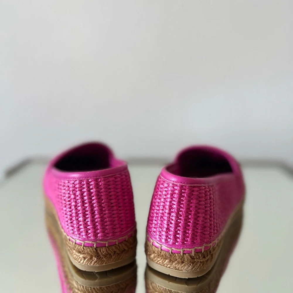 New JIMMY CHOO Brie Flat logo raffia espadrilles $595 37